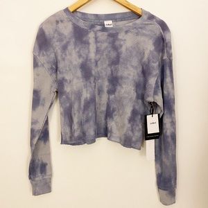 NWT Jo & Co crop tie dye waffle knit long sleeve t